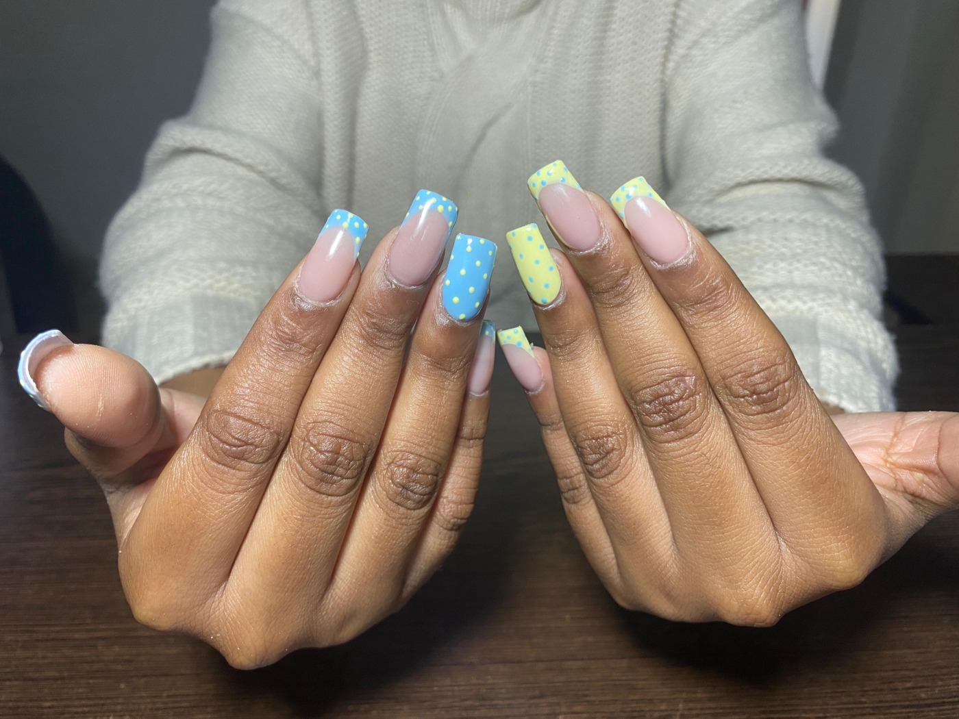 Playful pastel tips nail design by Nails by B